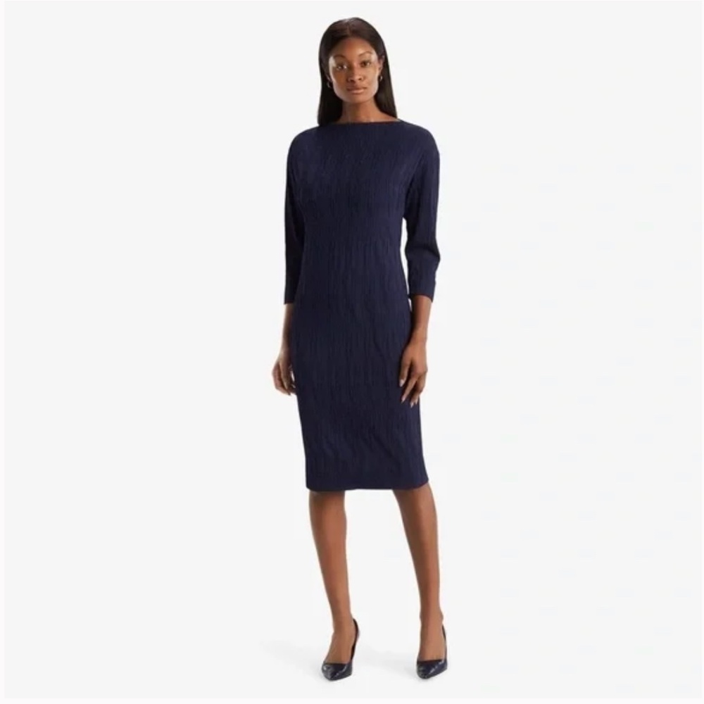 NWT MM LAFLEUR Oak Dress Pleat Jersey in Aegean Blue Size S